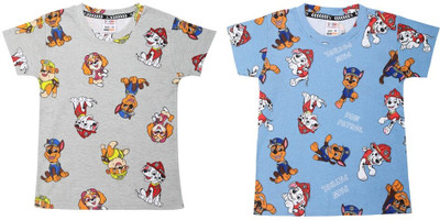 GUCHU Boys Cartoon Cotton Blend Regular T Shirt(Multicolor, Pack of 2)