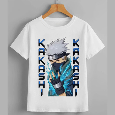 KNCH Boys & Girls Graphic Print Polycotton Regular T Shirt(White, Pack of 1)