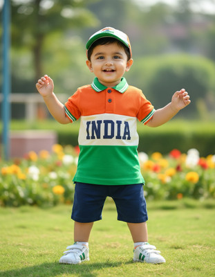 Ruyam Boys Printed Pure Cotton Regular T Shirt(Multicolor, Pack of 1)