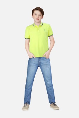 GINI & JONY Boys Solid Pure Cotton T Shirt(Light Green, Pack of 1)
