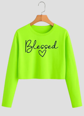 Prinsoo Girls Casual Cotton Blend Crop Top(Light Green, Pack of 1)