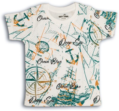 CUTOPIES Boys Printed Pure Cotton Regular T Shirt(Multicolor, Pack of 1)