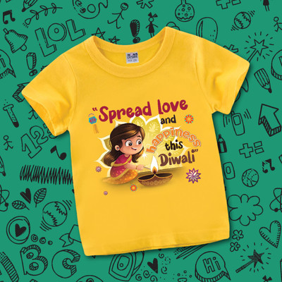 MOMS DESIRE Baby Boys & Baby Girls Printed Cotton Blend Regular T Shirt(Yellow, Pack of 1)
