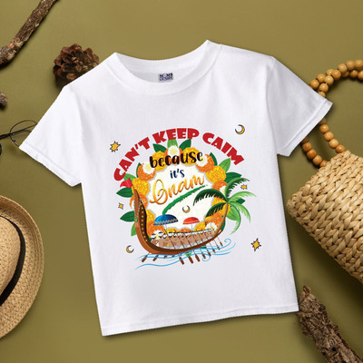 MOMS DESIRE Baby Boys & Baby Girls Printed Cotton Blend Regular T Shirt(White, Pack of 1)