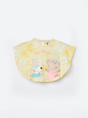 Juniors by Lifestyle Baby Girls Printed Cotton Blend Regular T Shirt(Yellow, Pack of 1)