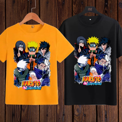 Crystalsoft Boys Graphic Print Polycotton Slim T Shirt(Yellow, Pack of 2)