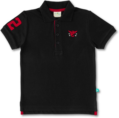 JusCubs Boys Solid Cotton Blend Regular T Shirt(Black, Pack of 1)