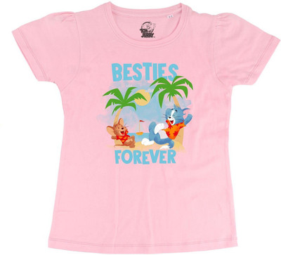 WYM TREND Girls Typography, Printed Pure Cotton Regular T Shirt(Pink, Pack of 1)