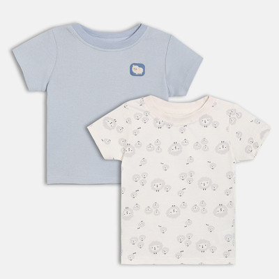MINI KLUB Baby Boys Printed Pure Cotton Regular T Shirt(Multicolor, Pack of 2)