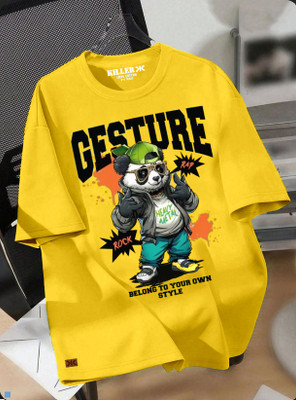 KILLER Boys Printed Pure Cotton Regular T Shirt(Yellow, Pack of 1)