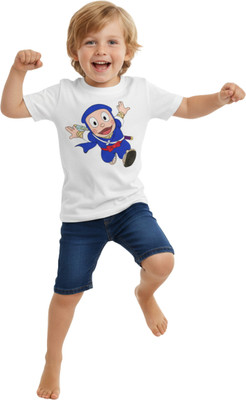 KNCH Boys & Girls Graphic Print Polyester Regular T Shirt(White, Pack of 1)