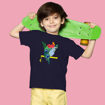 MH FASHION TRENDS Boys Printed Polyester Oversized T Shirt(Black, Pack of 1)