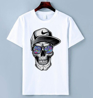 KPPrintofashion Boys Printed Cotton Blend Regular T Shirt(White, Pack of 1)