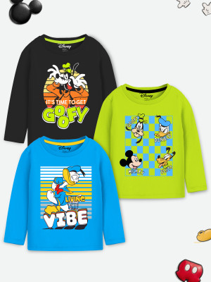DISNEY BY MISS & CHIEF Boys Printed Cotton Blend Regular T Shirt(Multicolor, Pack of 3)