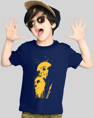Kiddy Viddy Boys Printed Cotton Blend Regular T Shirt(Blue, Pack of 1)