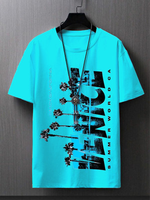 Trip colours Baby Boys & Baby Girls Printed Cotton Blend Regular T Shirt(Light Blue, Pack of 1)