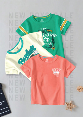 Codez Boys Printed Cotton Blend Regular T Shirt(Multicolor, Pack of 3)