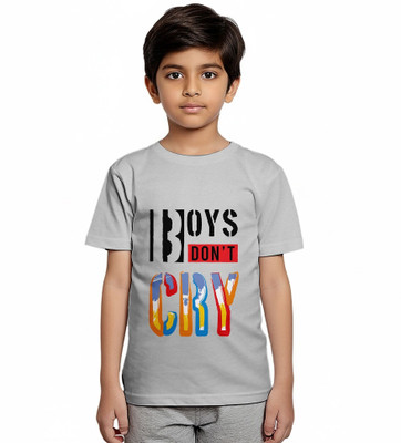 DEHCY Boys Graphic Print Polycotton Regular T Shirt(Grey, Pack of 1)