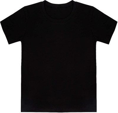 Printcomet Boys & Girls Solid Cotton Blend Regular T Shirt(Black, Pack of 1)