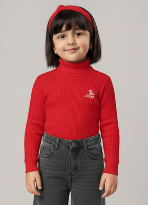 Zeal G Girls Solid Pure Cotton Regular T Shirt(Red, Pack of 1)