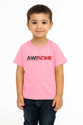 GROWWEARS Boys Cartoon Cotton Blend Regular T Shirt(Pink, Pack of 1)