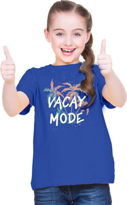 Mahifashion trend Boys & Girls Printed Polyester Oversized T Shirt(Blue, Pack of 1)