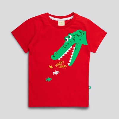 JusCubs Baby Boys Graphic Print Cotton Blend T Shirt(Red, Pack of 1)