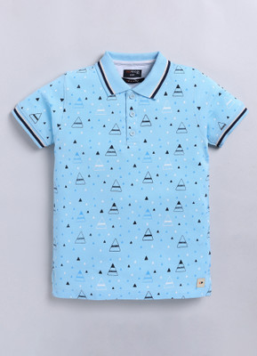 CRAZYPENGUIN ELITE Boys Printed Pure Cotton Regular T Shirt(Blue, Pack of 1)