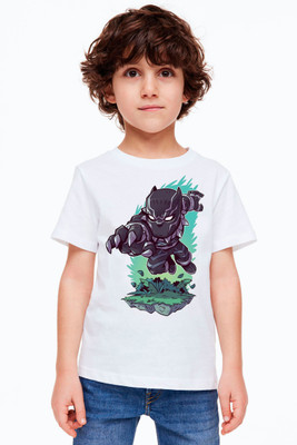 SQF Boys Printed Polyester Regular T Shirt(White, Pack of 1)