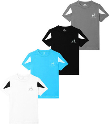MIST N FOGG Boys & Girls Printed Polyester Regular T Shirt(Multicolor, Pack of 4)
