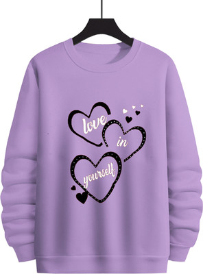 LOOKSEA Boys & Girls Typography, Printed Cotton Blend Regular T Shirt(Purple, Pack of 1)