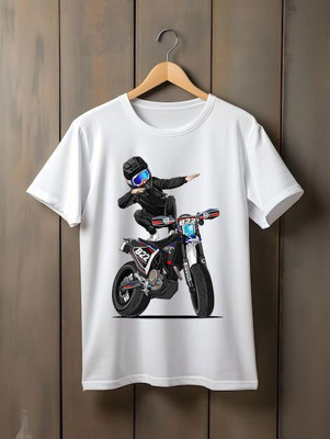 THEYOUNGESTTEES Boys & Girls Printed Polyester Regular T Shirt(White, Pack of 1)
