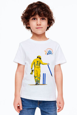 SQF Boys Printed Polyester Regular T Shirt(White, Pack of 1)