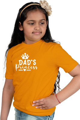 CHOMMBOOKA TRENDING Girls Printed Pure Cotton Regular T Shirt(Yellow, Pack of 1)