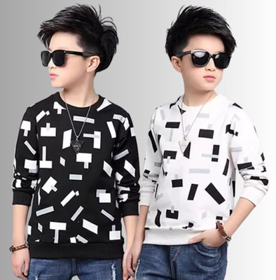 Ticoss Boys Printed Cotton Blend Regular T Shirt(Multicolor, Pack of 2)
