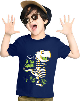 AUSK Boys Graphic Print Cotton Blend Regular T Shirt(Blue, Pack of 1)