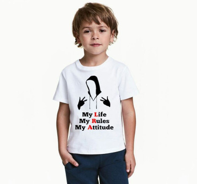 THEVENUS Boys & Girls Printed Polyester Regular T Shirt(White, Pack of 1)