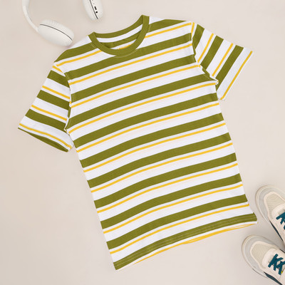 Pantaloons Junior Boys Printed Cotton Blend Regular T Shirt(Green, Pack of 1)