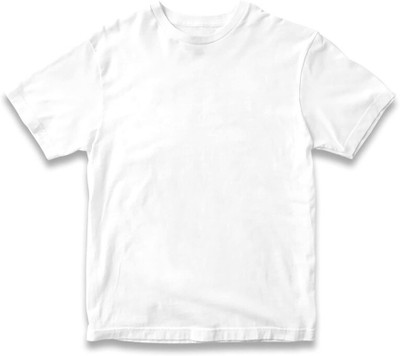 PrintPro Boys & Girls Solid Polyester Regular T Shirt(White, Pack of 1)