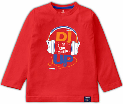 Codez Boys Printed Cotton Blend Regular T Shirt(Red, Pack of 1)