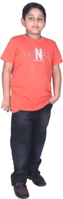 stylestorm Boys Solid Pure Cotton T Shirt(Orange, Pack of 1)