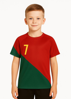 BUGOAT Boys & Girls Colorblock Polyester Regular T Shirt(Maroon, Dark Green, Pack of 1)