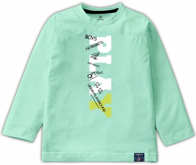 Codez Boys Typography Cotton Blend T Shirt(Green, Pack of 1)