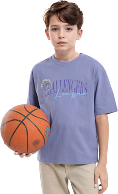 Rare Ones Boys Printed Cotton Blend Oversized T Shirt(Purple, Pack of 1)