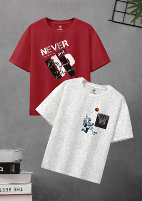 Codez Boys Graphic Print Cotton Blend Regular T Shirt(Multicolor, Pack of 2)