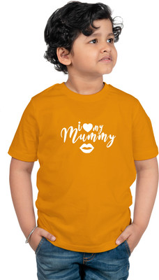 CHOMMBOOKA TRENDING Boys Typography Pure Cotton Regular T Shirt(Yellow, Pack of 1)