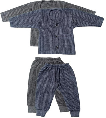 rijaarishss Top - Pyjama Set For Boys & Girls(Grey, Pack of 2)