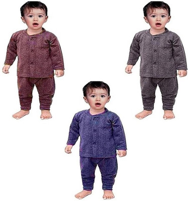 Fly Step Top - Pyjama Set For Baby Boys & Baby Girls(Multicolor, Pack of 3)