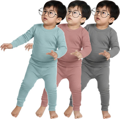 Blankino Top - Pyjama Set For Boys & Girls(Multicolor, Pack of 3)