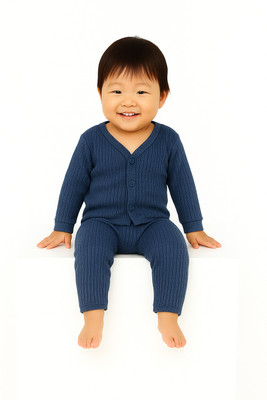 Kronado Top - Pyjama Set For Baby Boys & Baby Girls(Blue, Pack of 1)